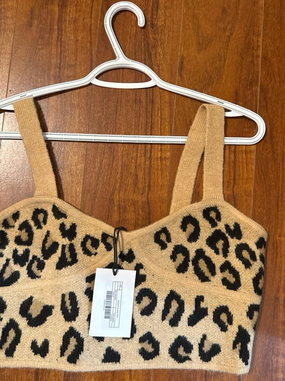 GREY LAB Leopard Knit Crop Top - Tan & Black